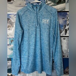 Blue Heathered Quarter-Zip Performance Top